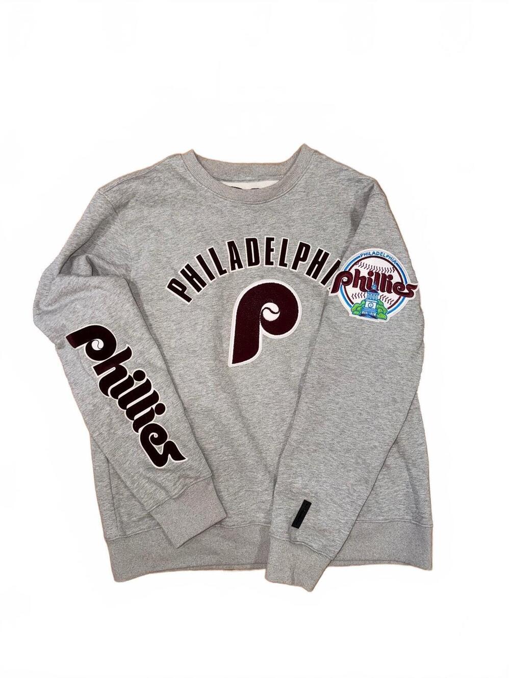Pro Standard Philadelphia Phillies Stacked Logo Crewneck Gray Size L